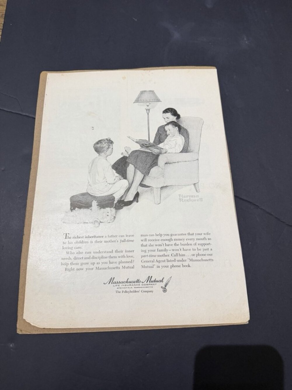 Massachusetts Mutual Life Insurance Norman Rockwell Baby 1956 Vintage Print Ad